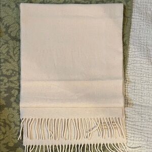 Elegant Cream Scarf with Fringe